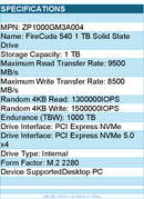 Seagate ZP1000GM3A004 FireCuda 540 1 TB Solid State Drive - M.2 2280 Internal