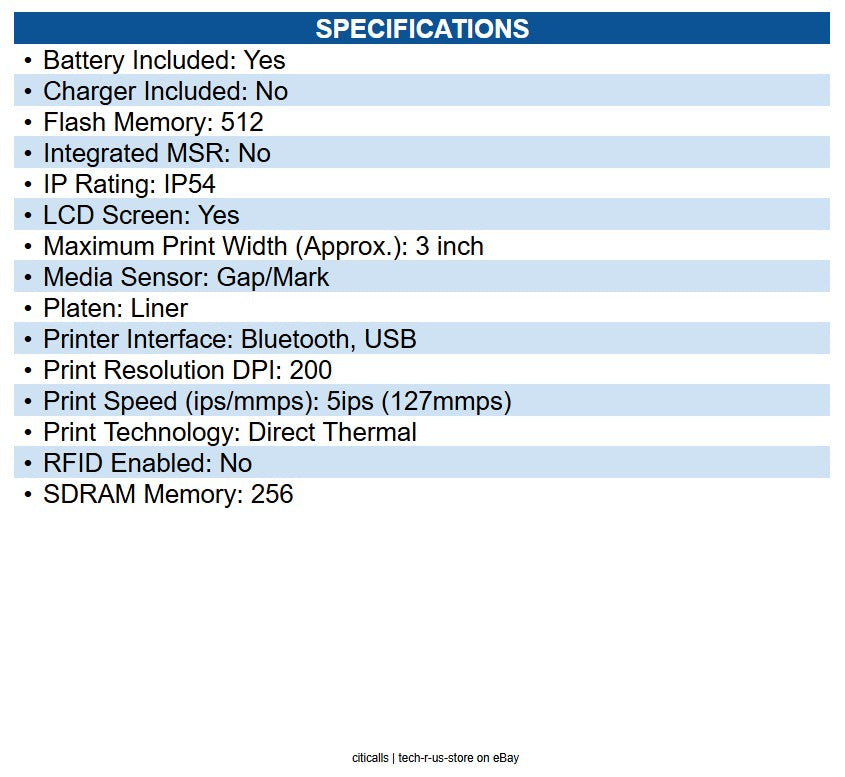 Zebra ZQ51-BUE0000-00 ZQ511 Mobile Direct Thermal Printer Monochrome - Label