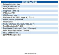 Zebra ZQ51-BUW0300-00 ZQ511 Mobile Direct Thermal Printer Monochrome - Label
