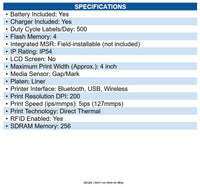 Zebra ZQ52-BUW0020-00 ZQ521 Mobile Direct Thermal Printer Monochrome - Label