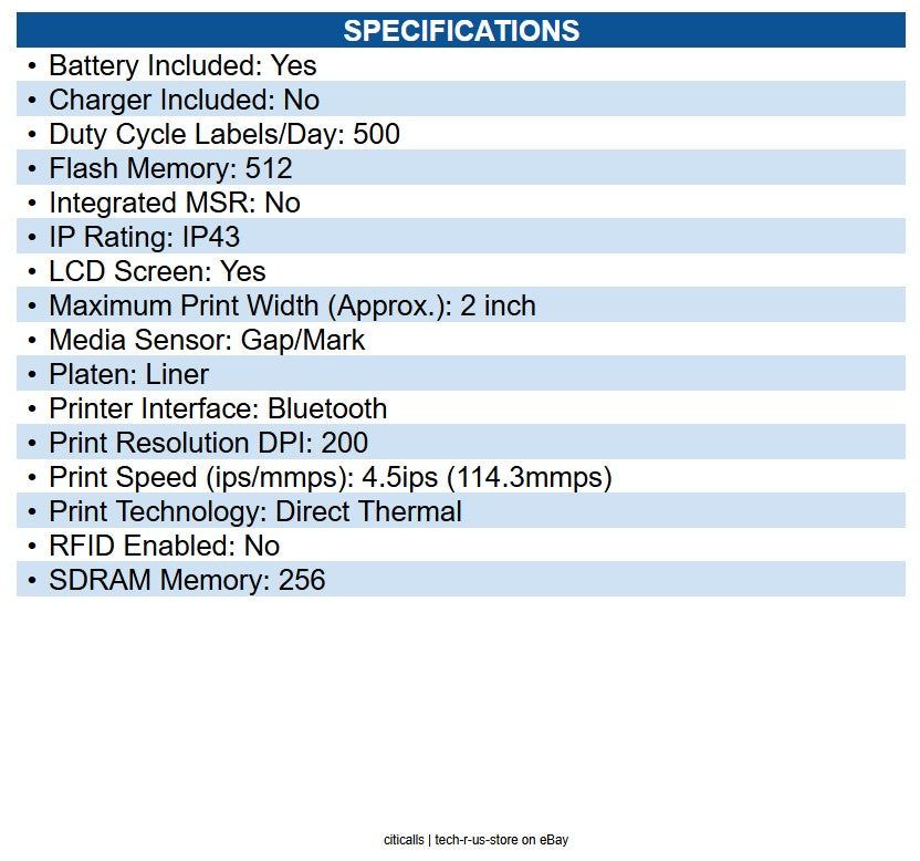 Zebra ZQ61-AUFA004-00 ZQ610 Plus Desktop, Industrial, Mobile Direct Thermal