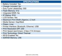 Zebra ZQ62-HUFA004-00 ZQ620 Plus-HC Desktop, Industrial, Mobile Direct Thermal