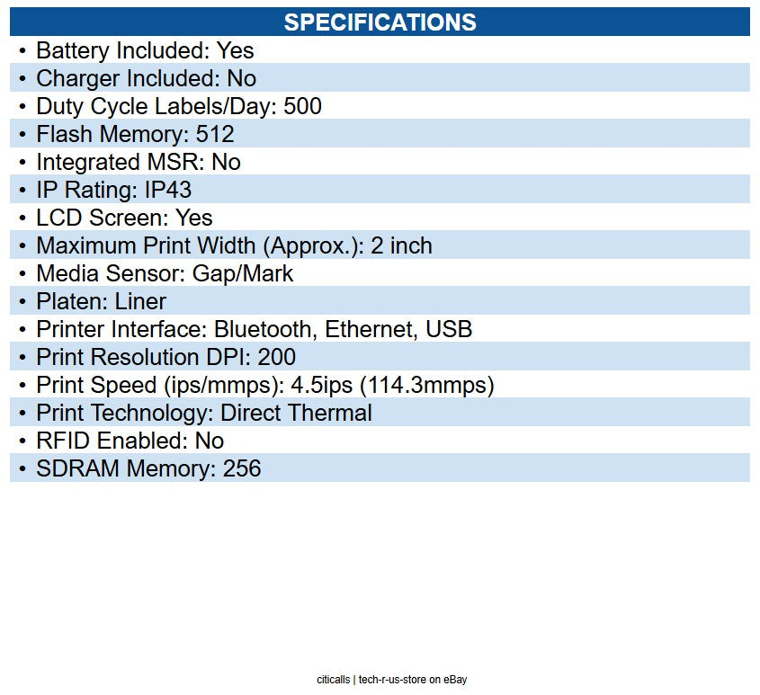 Zebra ZQ62-HUFA004-00 ZQ620 Plus-HC Desktop, Industrial, Mobile Direct Thermal
