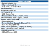 Zebra ZQ63-AUFB004-00 ZQ630 Plus Desktop, Industrial, Mobile Direct Thermal