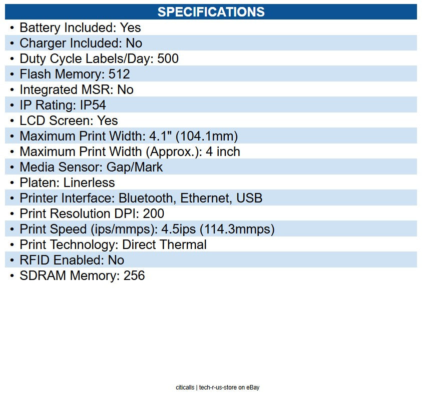 Zebra ZQ63-AUFB004-00 ZQ630 Plus Desktop, Industrial, Mobile Direct Thermal