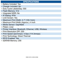 Zebra ZQ63-RUWA004-00 ZQ630 Plus Desktop, Industrial, Mobile Direct Thermal