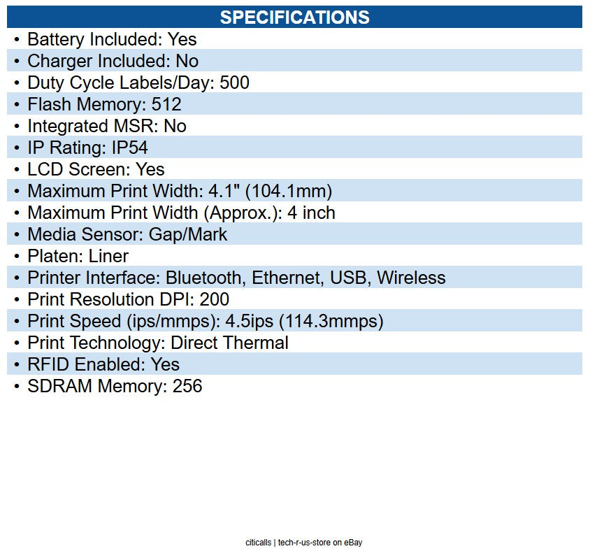 Zebra ZQ63-RUWA004-00 ZQ630 Plus Desktop, Industrial, Mobile Direct Thermal