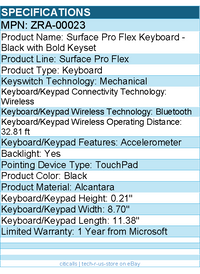 Microsoft ZRA-00023 Surface Pro Flex Keyboard - Black with Bold Keyset