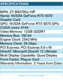 ZOTAC ZT-B50700J-10P GeForce RTX 5070 SOLID OC 12GB GDDR7 192bit Video Card
