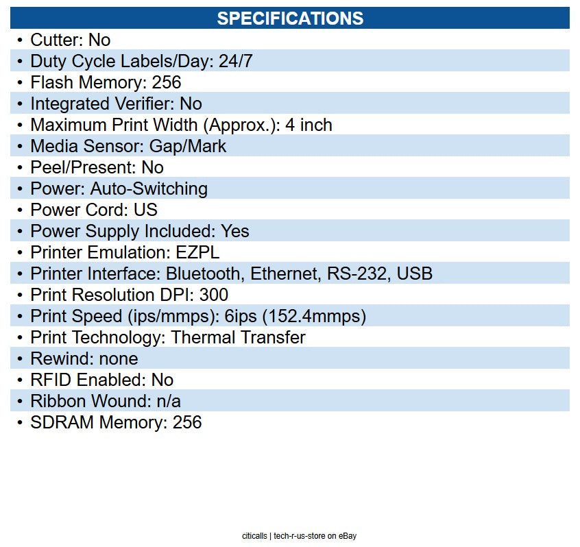 Zebra ZT11143-T01000FZ ZT111 Desktop Thermal Transfer Printer Monochrome - Label