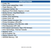 Zebra ZT22042-T01200FZ ZT220 Industrial Direct Thermal/Thermal Transfer Printer