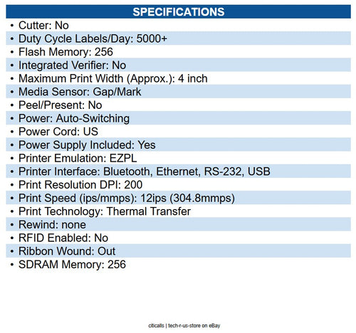 Zebra ZT23142-T01000GA ZT231 Thermal Transfer Printer Monochrome - Label Print