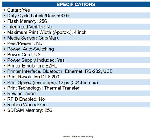 Zebra ZT23142-T21000FZ TT Printer ZT231; 4", 203 dpi, Thermal Transfer, Cutter