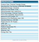 Zebra ZT41143-T5100A0Z Thermal Label Printer Mono USB Serial BT 73"x4" 300dpi