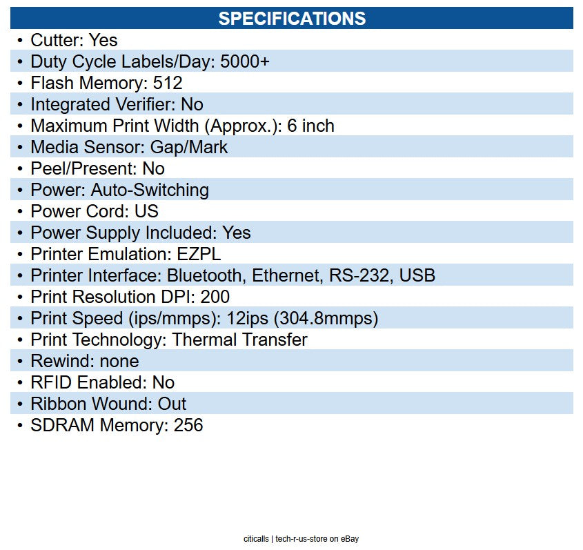 Zebra ZT42162-T210000Z ZT421 Industrial Direct Thermal/Thermal Transfer Printer