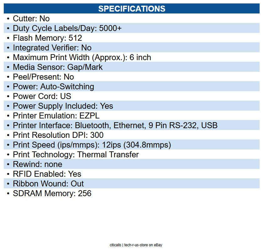 Zebra ZT42163-T0100A0Z ZT421 Industrial Direct Thermal/Thermal Transfer Printer