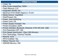Zebra ZT42163-T0100A0Z ZT421 Industrial Direct Thermal/Thermal Transfer Printer
