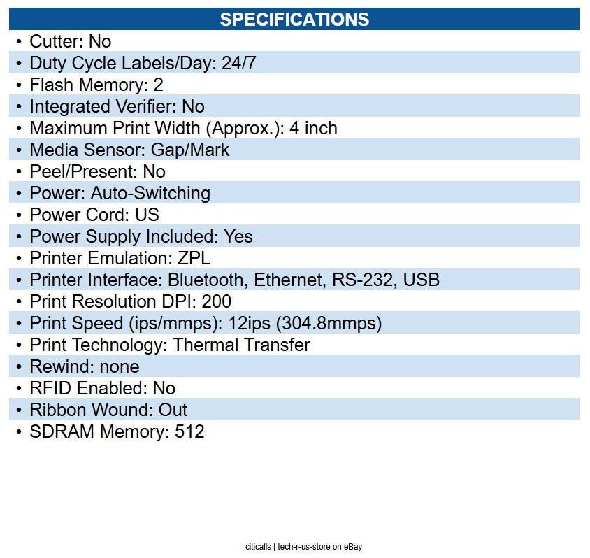 Zebra ZT51042-T010000Z ZT510 Industrial Direct Thermal/Thermal Transfer Printer
