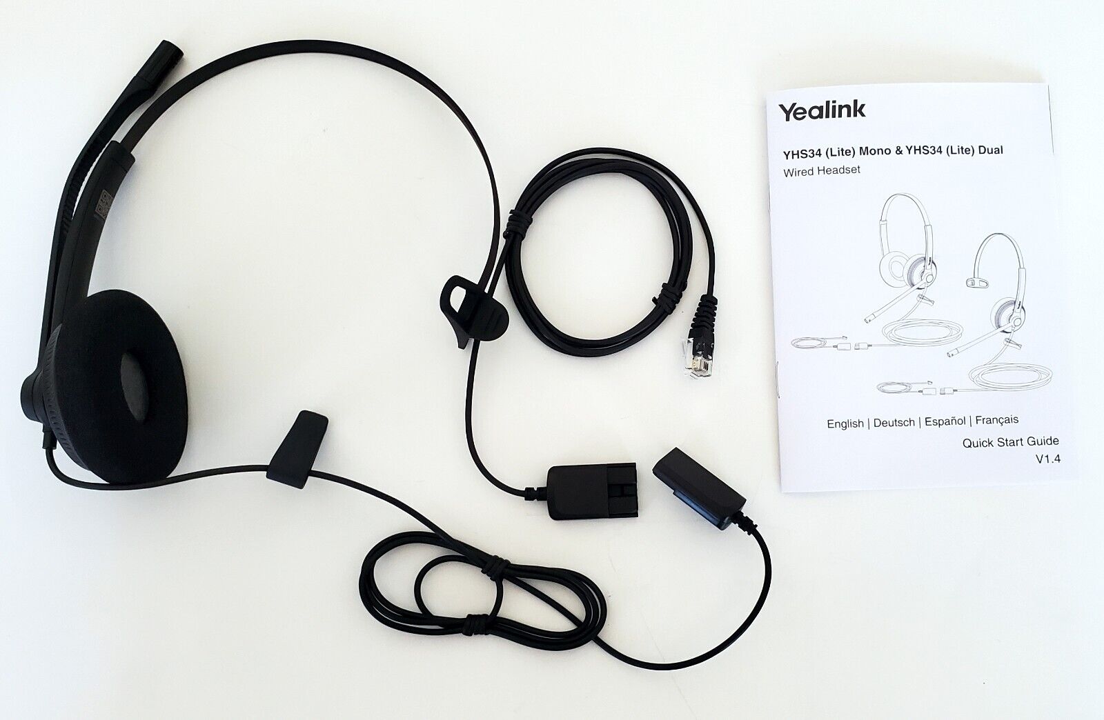 Yealink YEA-YHS34-LITE-MONO Headband Headset QD to RJ9 T20 T30 T40 T50 Series