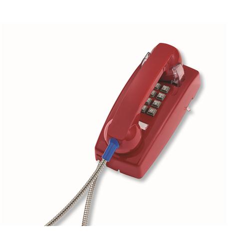 Cortelco 2554-ARC-RD 255447ARC20M Red Wall Phone with Armored Cord Plastic Cradle