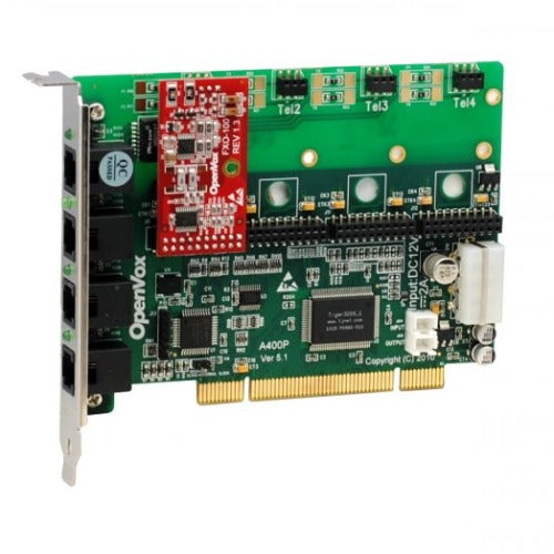 OpenVox A400P01 4 Port Analog PCI card + 0 FXS + 1 FXO