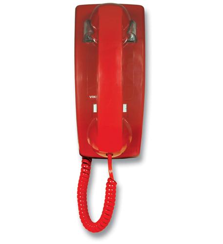 Viking K-1500P-W Red No Dial Wall Phone w/ Ringer Adjustable Volume Ringer