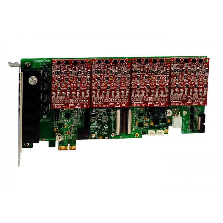OpenVox AE1610E04 16 Port Analog PCI-E Card 0 FXS400  4 FXO400  w EC2032