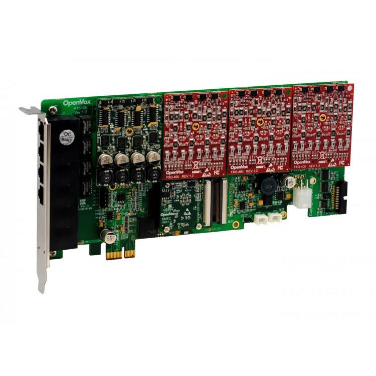 OpenVox AE1610E13 16 Port Analog PCI-E Card 1 FXS400  3 FXO400  w EC2032
