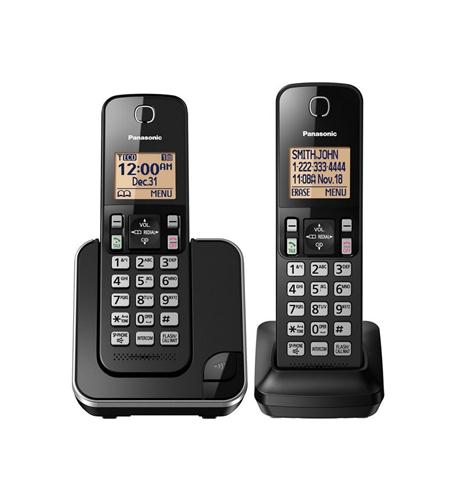 Panasonic KX-TGC352B 2 Black Expandable Cordless Handset Phone Backlit Display