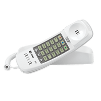 AT&T 210M White Trimline Corded Phone 10 speed dial numbers lighted keypad